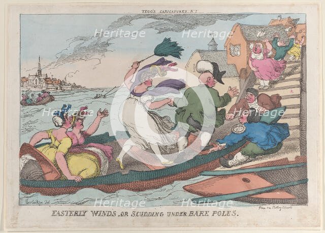 Easterly Winds, or Scudding Under Bare Poles, May 10, 1810., May 10, 1810. Creator: Thomas Rowlandson.