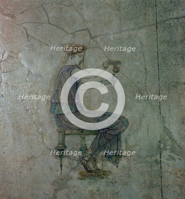 Roman wall-painting of a girl pouring perfume into a small vase, 1st century. Artist: Unknown