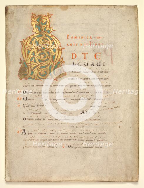 Single Leaf Excised from a Gradual and Sacramentary: Initial A[d te lavavi], c. 1000-1010. Creator: Unknown.