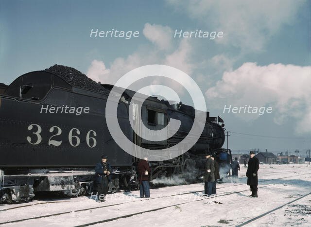 Santa Fe RR freight train about to leave for the West Coast from Corwith yard, Chicago, Ill., 1943. Creator: Jack Delano.