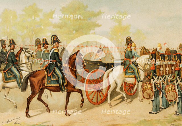Review of the troops and national militia by the queen governor, 1889.  Creator: Juan Alaminos.