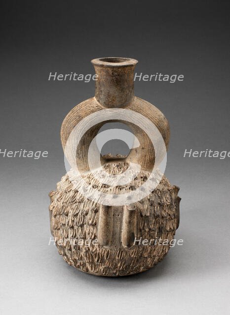 Stirrup Spout Vessel with Raised Appliques Covering the Surface, 1000 B.C./200 B.C. Creator: Unknown.