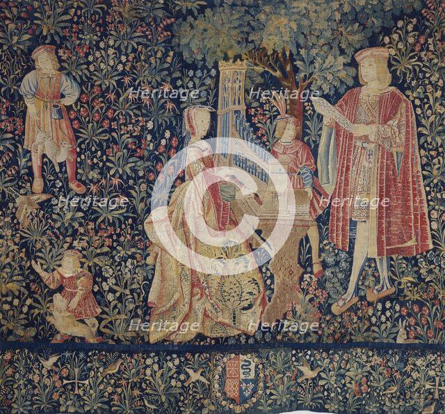 The Lady at the Organ. Tapestry, Early16th century. Creator: Anonymous master.