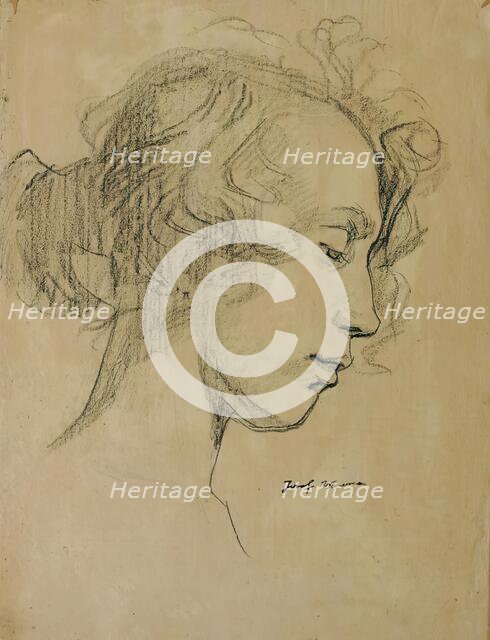 Girl's head in profile, 1920. Creator: Josef Wawra.