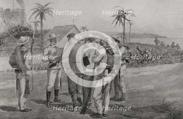 Spanish-American War (1898): arrest of two correspondents of the US newspaper "World", 1898.  Creator: Enrique Laporta Valor.