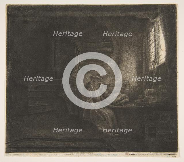 St. Jerome in a Dark Chamber, 1642. Creator: Rembrandt Harmensz van Rijn.