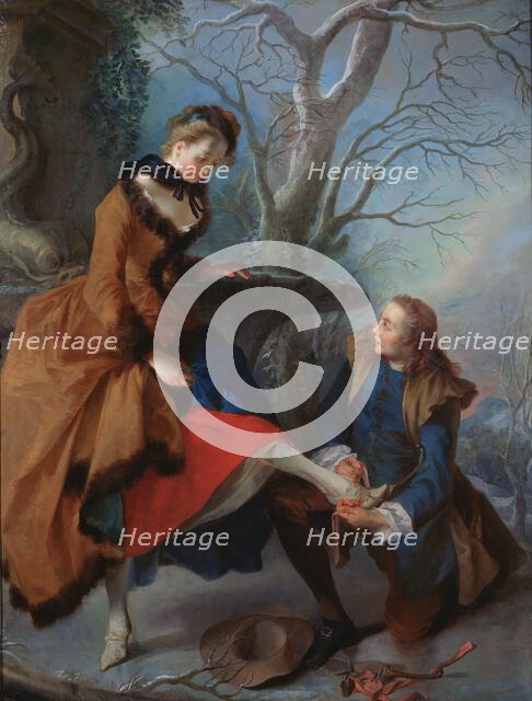 Fastening the Skate, c18th century. Creator: Nicolas Lancret.