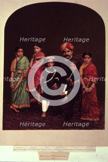 The Maharaja of Mysore and children, 1890. Creator: Unknown.
