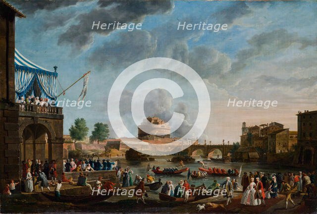A Sporting Contest on the Tiber at Rome, 1750. Creator: Vernet, Claude Joseph (1714-1789).