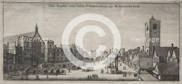 Views of London: New Palace Yard with Westminster Hall, and the Clock House, 1647. Creator: Wenceslaus Hollar (Bohemian, 1607-1677).