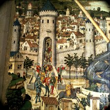 Saint George Altarpiece. Detail of the conquest of the city of Mallorca by the troops of King Jam…