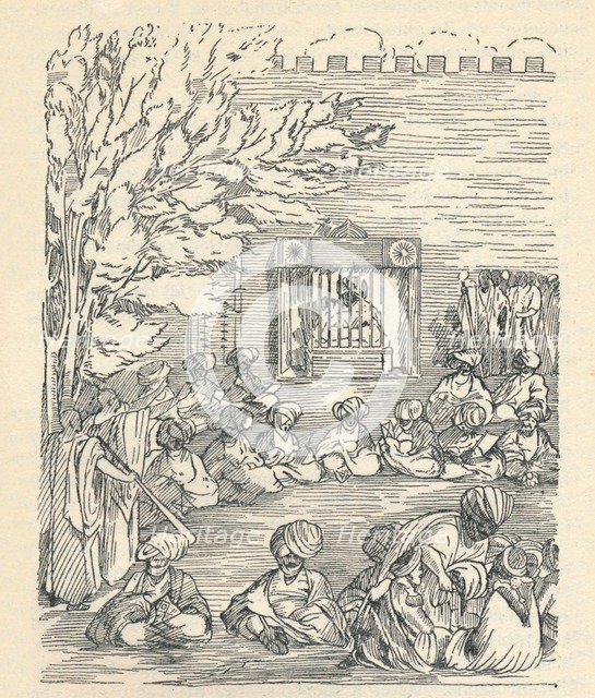 Major Denhan and His Party Received by the Sheikh of Bornu, (1826), 1912. Artist: Unknown