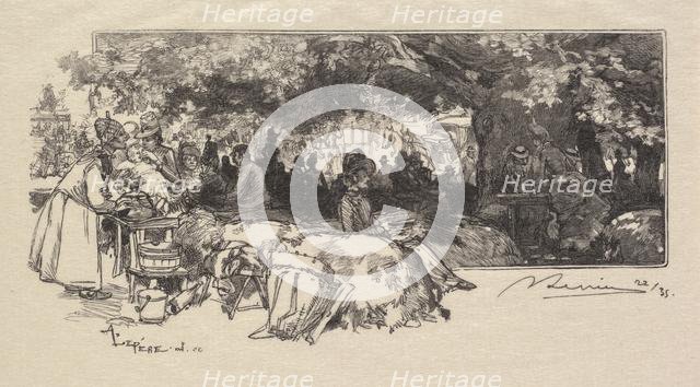 Fontainebleau Forest: Mother Pichard's Canteen (La Forêt de Fontainebleau...), 1890. Creator: Auguste Louis Lepère (French, 1849-1918); A. Desmoulins, Published in Revue Illustrée, 1887-90.