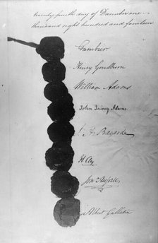 Signatures, Treaty of Ghent, December 24, 1814. Creator: Harris & Ewing.