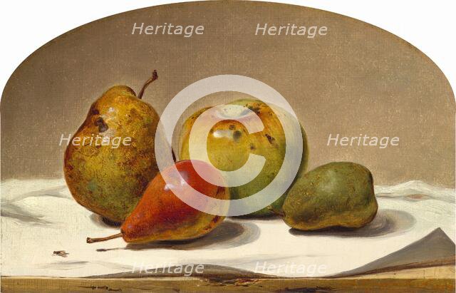 Three Pears and an Apple, 1857. Creator: David Johnson.