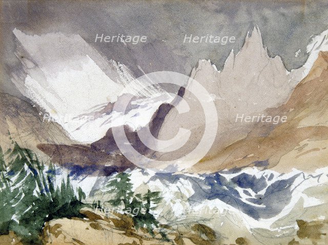 'Swiss Mountain Landscape', 19th century. Artist: John Ruskin