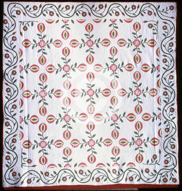 Bedcover in "Pomegranate" Pattern, United States, c. 1840. Creator: Unknown.