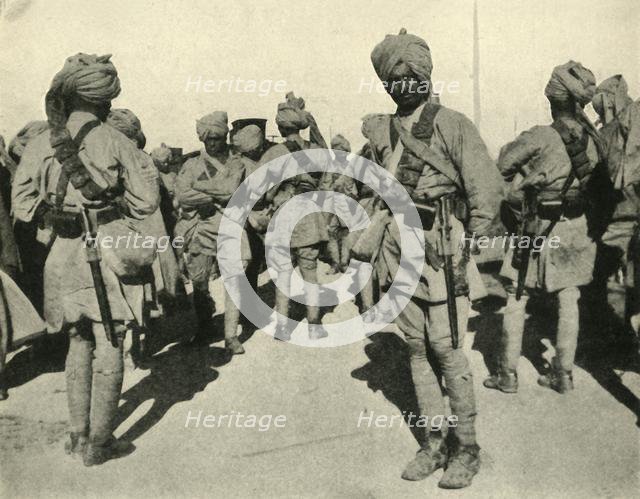 Troops of the Sirhind Brigade, Flanders, First World War, 1914, (c1920). Creator: Unknown.