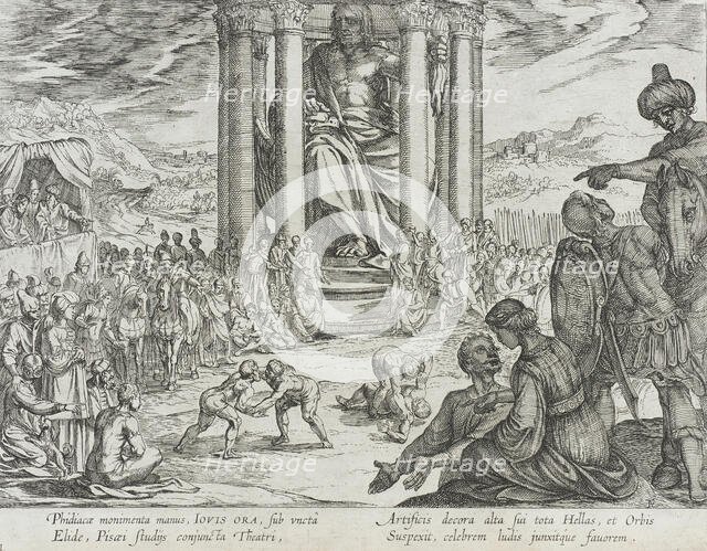 The Statue of Jupiter at Olympia, published 1610. Creator: Antonio Tempesta.