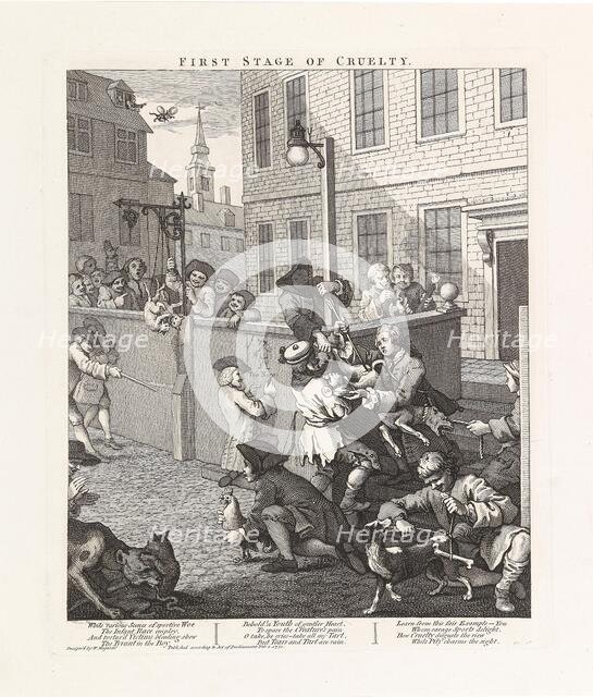 First stage of cruelty. Series "The four stages of cruelty", 1751. Creator: Hogarth, William (1697-1764).