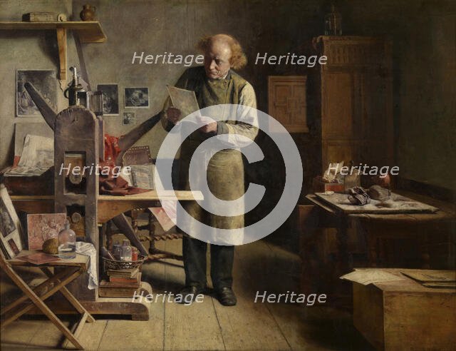 The Plate Printer, 1875. Creator: Henri Jean Augustin de Braekeleer.