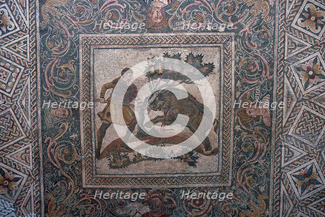 Roman mosaic of a boar hunt. Artist: Unknown