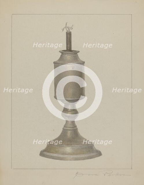 Whale Oil Lamp, c. 1938. Creator: Cora Parker.