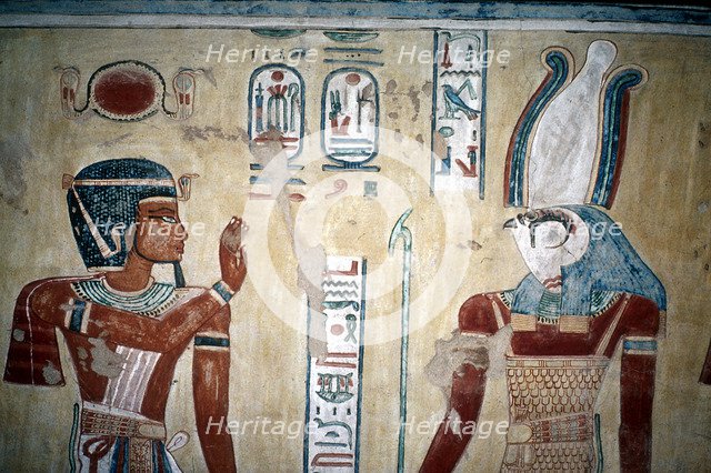 Wallpainting of Rameses III before Horus, Valley of the Queens, Luxor, Egypt, c12th century BC. Artist: Unknown