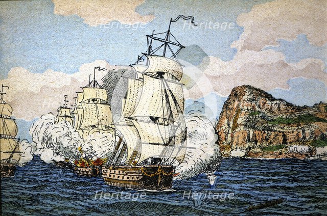 Siege and loss of Gibraltar besieged by the English fleet led by Admiral Rooke on August 4, 1704.