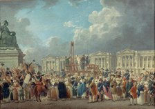 An execution on the Place de la Révolution, c. 1793. Creator: Demachy, Pierre-Antoine (1723-1807).