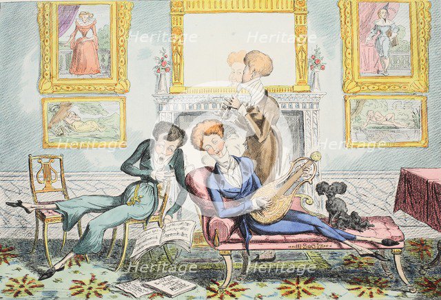 Hummingbirds or A Dandy Trio, pub. 1835. Creator: George Cruikshank (1792-1878).