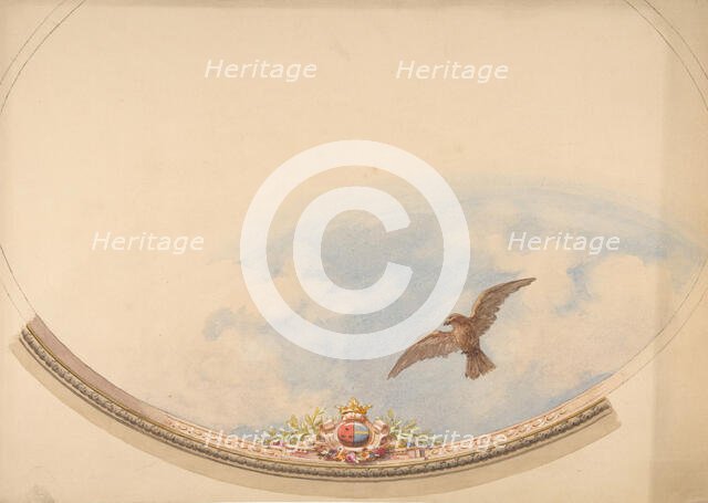 Design for a ceiling painted with clouds and a soaring eagle, second half 19th century. Creators: Jules-Edmond-Charles Lachaise, Eugène-Pierre Gourdet.