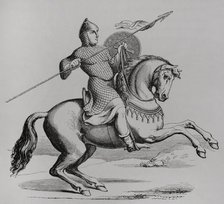 Knight wearing hauberk, Middle Ages, (1877).  Creator: Unknown.