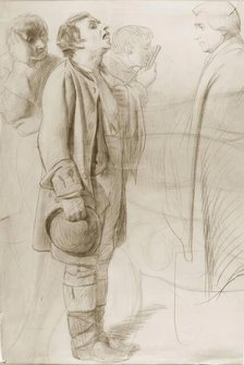 Man Being Examined-Study for "Drawing for the Militia" & verso Study of Robert The Bruce, 1849. Creator: John Phillip.