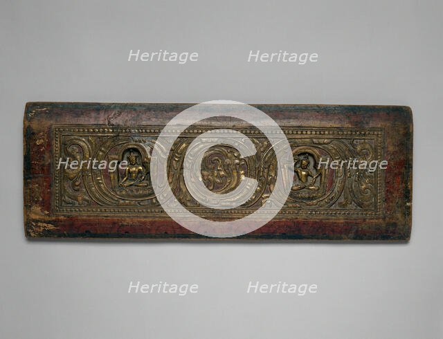 Buddhist Manuscript Cover with the Bodhisattvas Avalokiteshvara and Manjushri, c. 1300. Creator: Unknown.