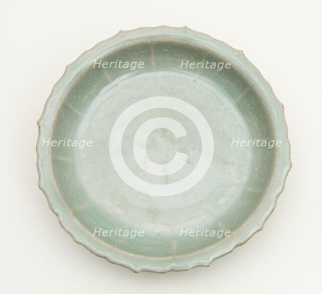 Foliate and Lobed Dish with Floral Sprays, South Korea, Goryeo dynasty (918-1392), 12th century. Creator: Unknown.