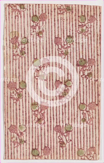 Sheet with overall striped pattern with circles, 19th century. Creator: Anon.