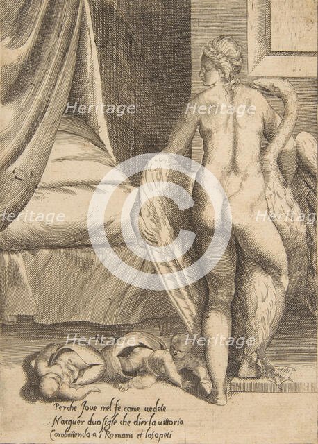 Leda and the Swan, from 'The Loves of the Gods', 1531-76. Creator: Giulio Bonasone.