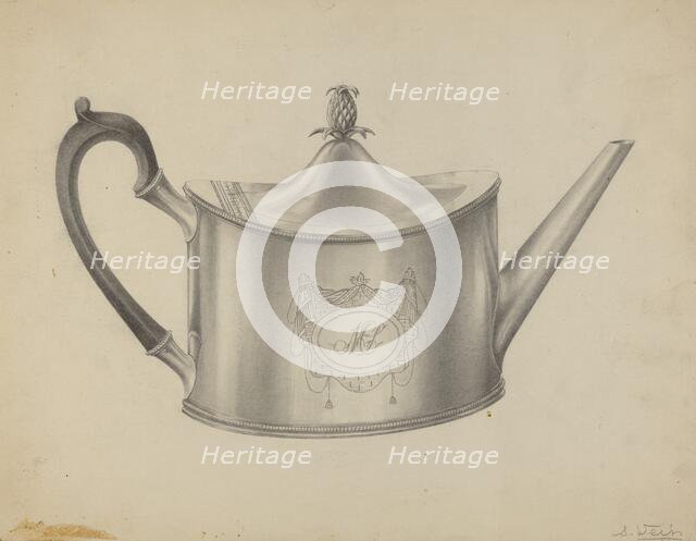 Silver Teapot, c. 1937. Creator: Simon Weiss.