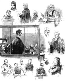 The Trial of Patrick O'Donnell at the Old Bailey for the murder of James Carey, 1883. Creator: Unknown.