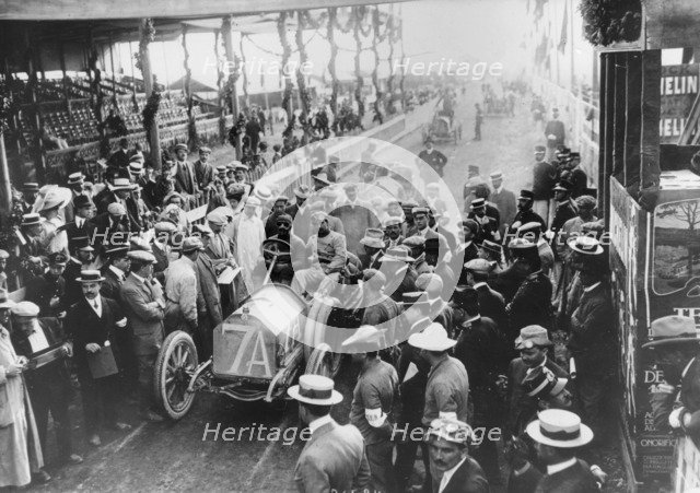 Vincenzo Trucco at the start of the Targa Florio, Sicily, 1908. Artist: Unknown