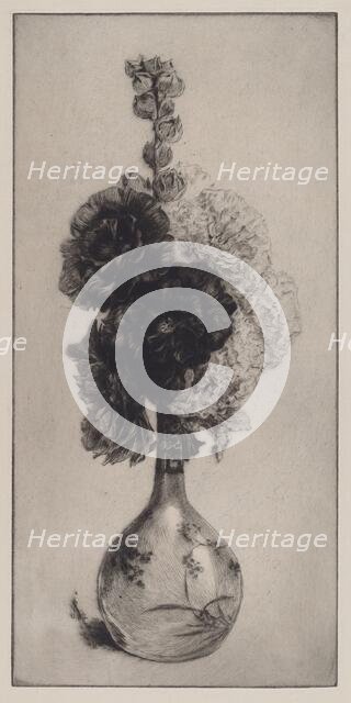 Hollyhocks in a Long-Necked Vase, 1891. Creator: James David Smillie.