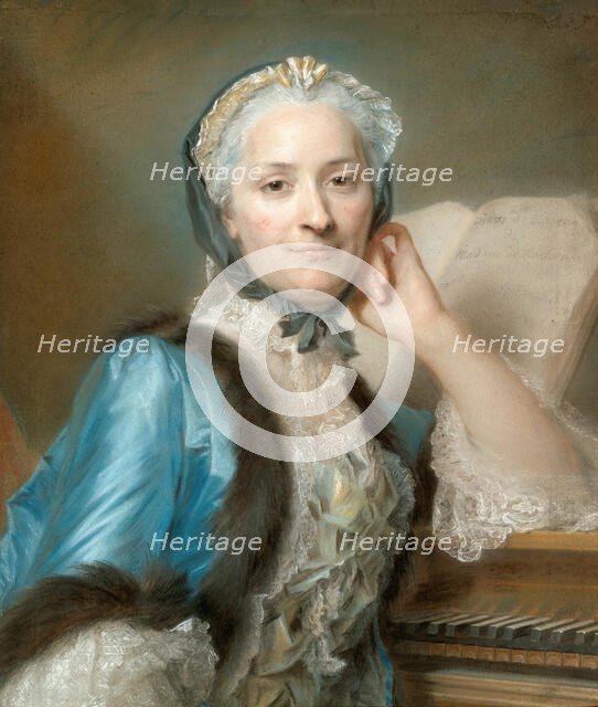 Portrait of Madame Anne-Jeanne Cassanéa de Mondonville, née Boucon (1708-1780), c. 1752. Creator: Maurice-Quentin de La Tour.