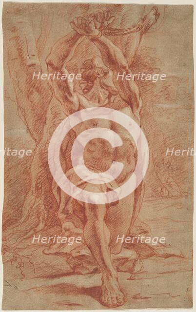 Kneeling Man Bound to a Tree, c. 1685. Creator: Unknown.