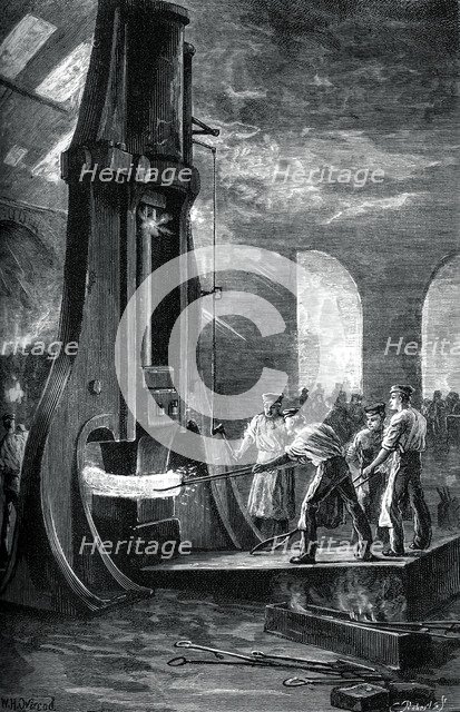 Nasmyth's steam hammer at work, (c1880). Artist: Roberts