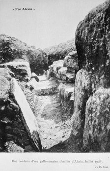 Gallo-Roman water pipeline, excavations of Alesia, July 1906. Artist: Unknown