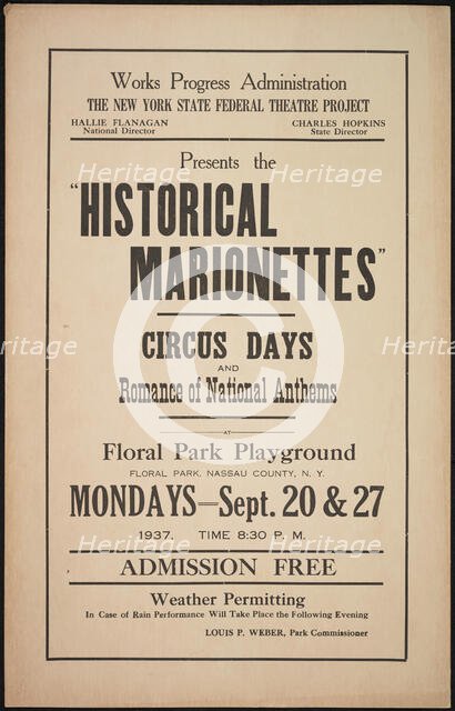 Historical Marionettes, New York, 1937. Creator: Unknown.