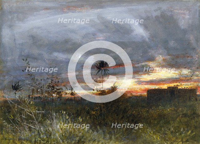 'The Towers of Silence, Bombay', 1909. Artist: Albert Goodwin