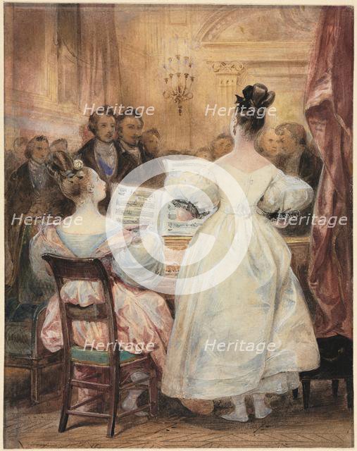 A Concert: Laura Devéria Singing, 1831. Creator: Eugène François Marie Joseph Devéria (French, 1805-1865).
