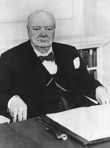 Sir Winston Churchill (1874-1965) celebrates his 80th birthday in 10 Downing Street, 1954. Artist: Unknown